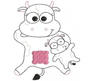 Stickmuster - Kuh Familie